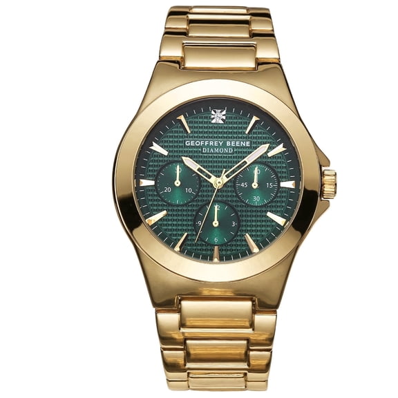 Men’s Gold Stainless Steel Dress Watch – Luxury Style Quartz Wrist Watch for Business, Formal & Everyday Wear, Water-Resistant, Geoffrey Beene