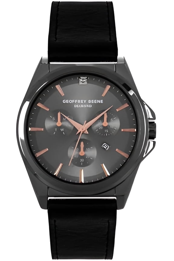 Men’s Leather Strap Quartz Analog Dress Watch, Minimalist Chronograph Look, Date Function, Water Resistant, Business Formal Wrist Watch 42mm