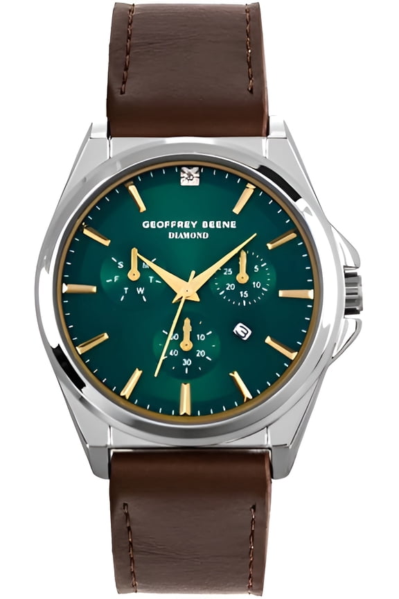 Men’s Leather Strap Quartz Analog Dress Watch, Minimalist Chronograph Look, Date Function, Water Resistant, Business Formal Wrist Watch 42mm