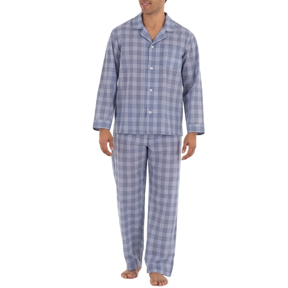 Geoffrey Beene Men's Long Sleeve Woven Pajama Set