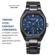 Geoffrey Beene Mens Stainless Steel Dress Watch Classic Quartz, Date, Elegant Design, Water-Resistant Gunmetal