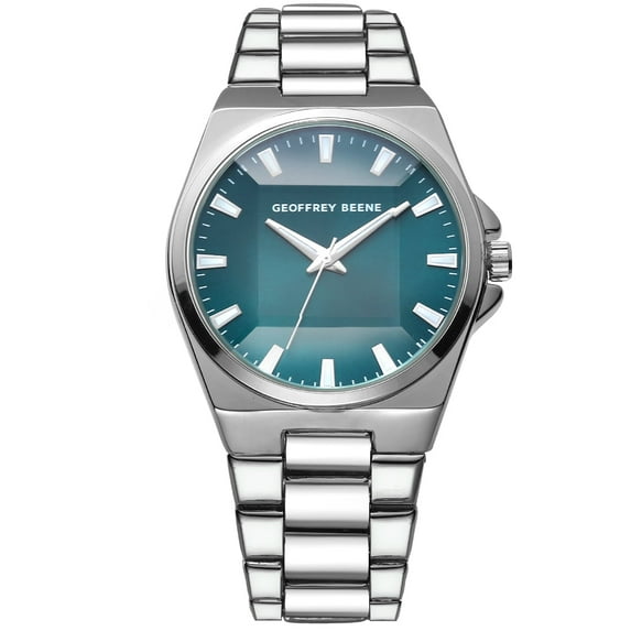 Geoffrey Beene Men's Stainless Steel Dress Watch Classic Quartz, Elegant Design, Water-Resistant