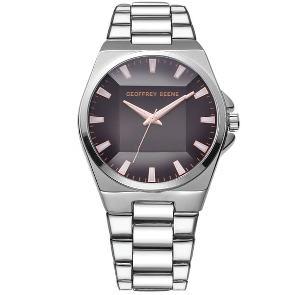 Geoffrey Beene Men's Stainless Steel Dress Watch Classic Quartz, Elegant Design, Water-Resistant