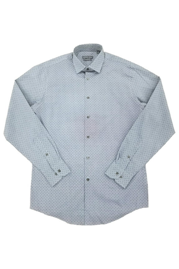 Mens Denim Blue Regular Fit Stretch Dress Shirt L 16-16.5 36/37