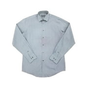 Geoffrey Beene Mens Denim Blue Regular Fit Stretch Dress Shirt XL 17-17.5 34/35