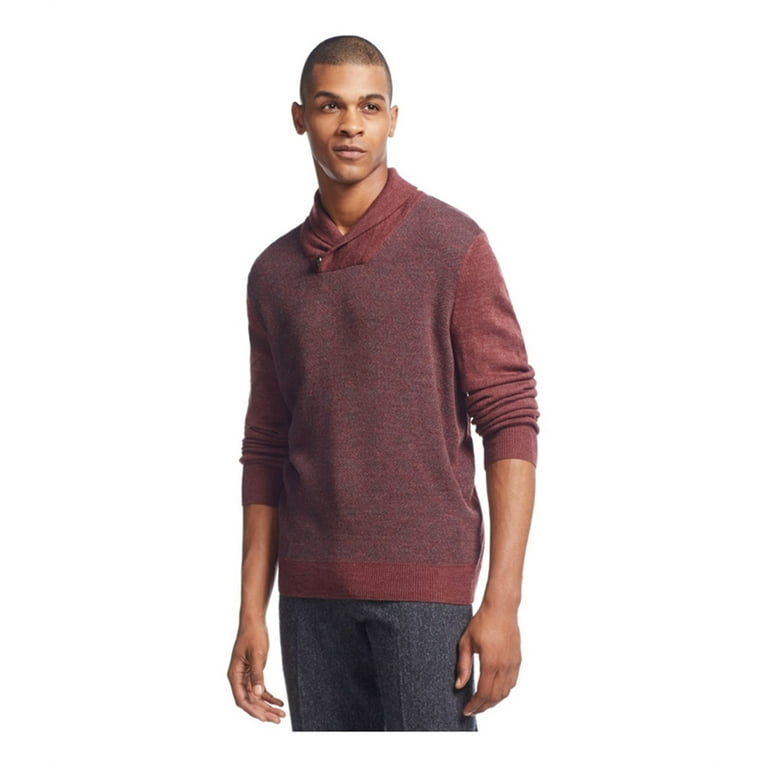 Geoffrey Beene Mens Diamond Print Pullover Sweater Red X Large