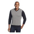 thumbnail image 1 of Geoffrey Beene Mens Front Intarsia V Neck Pullover Sweater, Black, Small, 1 of 2