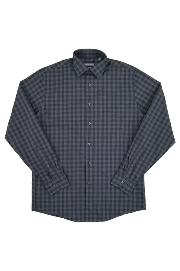 Mens Gray Regular-Fit Stretch Flex Dress Shirt M 15-15.5 34-35