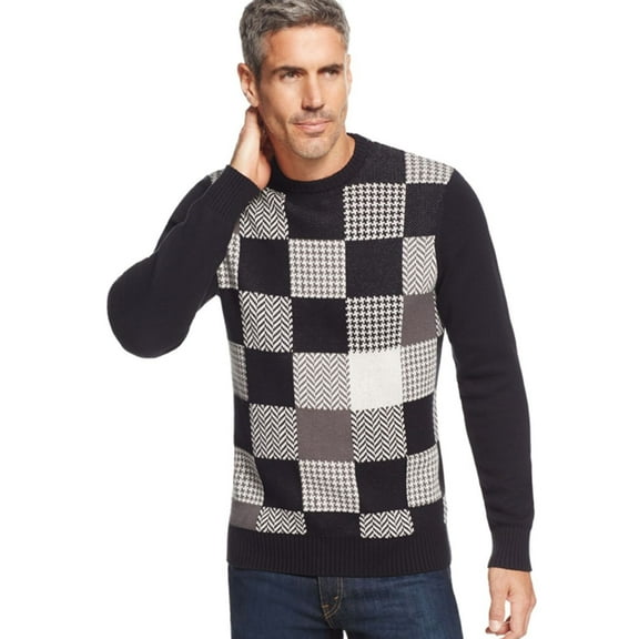 Geoffrey Beene Mens Patches Pullover Sweater, Black, Big & Tall, Big 2X