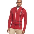thumbnail image 1 of Geoffrey Beene Mens Windowpane Quarter-Zip Pullover Sweater, Red, Big 2X, 1 of 2