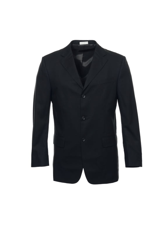 Motion-Max Mens Wool 3 Button Sport Coat Jacket (42 Long, Black)
