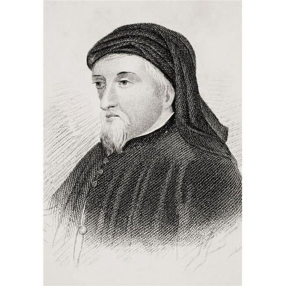 Geoffrey Chaucer C1342-3-1400 English Writer From Old Englands Worthies by Lord Brougham & Others Published London Circle Poster Print - 12 x 17
