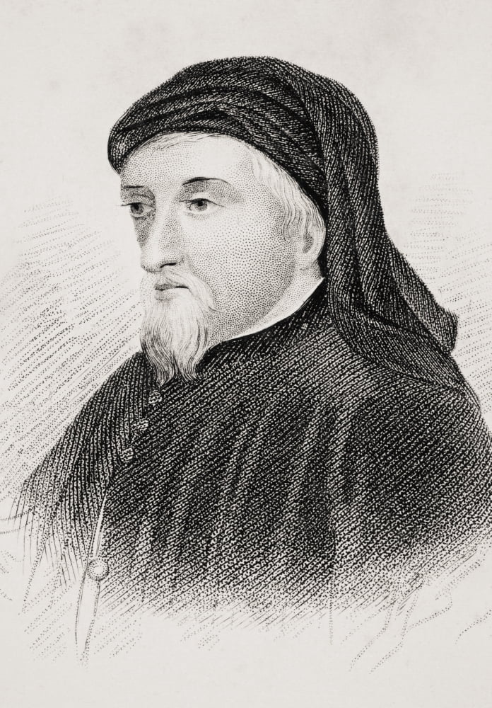 Geoffrey Chaucer C13423-1400 English Writer From Old Englands Worthies By Lord Brougham And Others Published London Circa 1880s Canvas Art - Ken Welsh Design Pics (24 x 34)