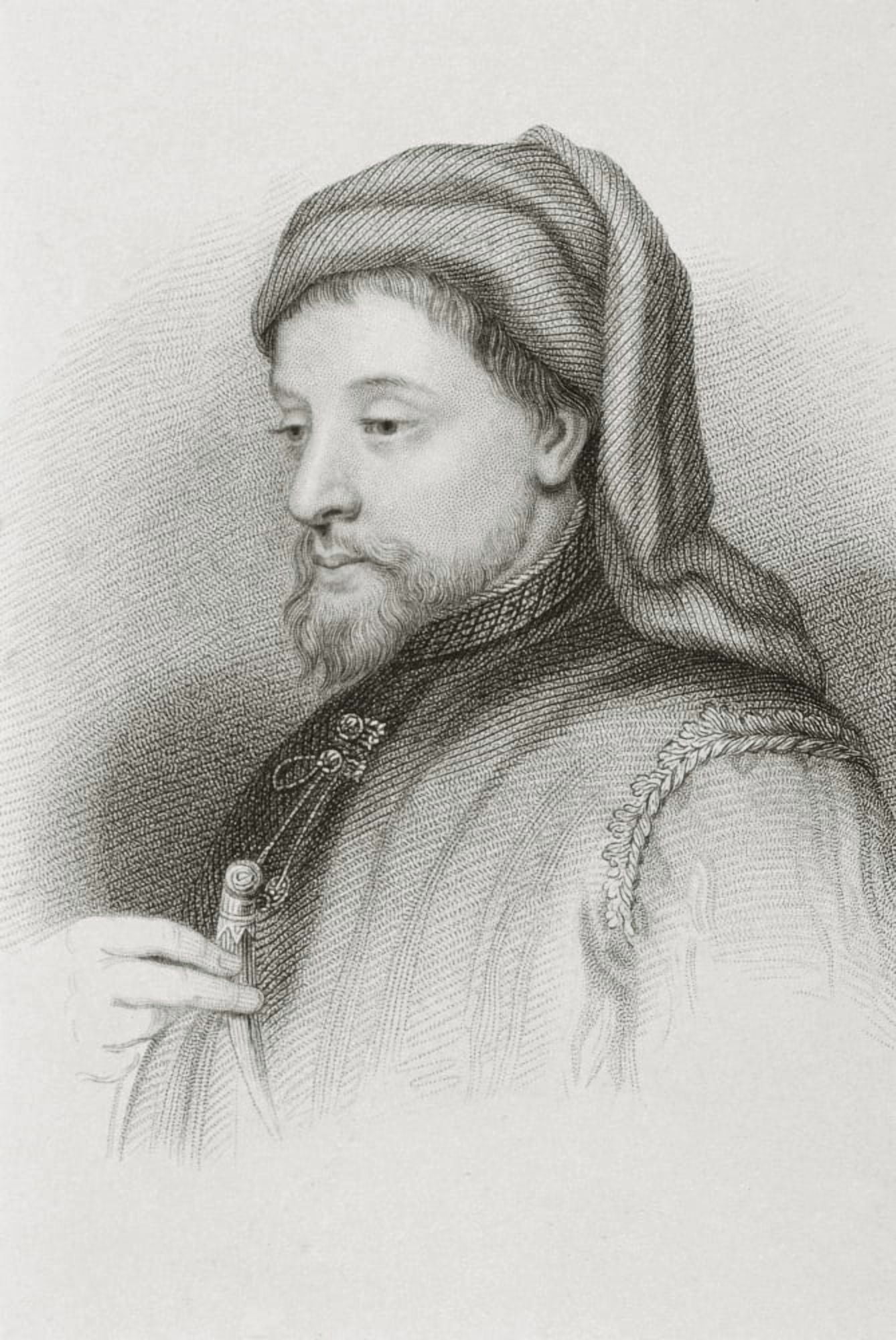 Geoffrey Chaucer Circa 1342 Or 1343 To 1400 English Author Canvas Art - Ken Welsh Design Pics (11 x 17)