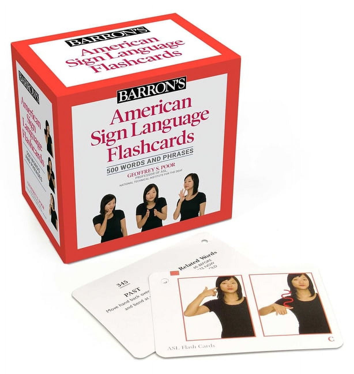 Geoffrey S. Poor American Sign Language 500 Words Phrases Educational Flash Cards with Sorting Ring
