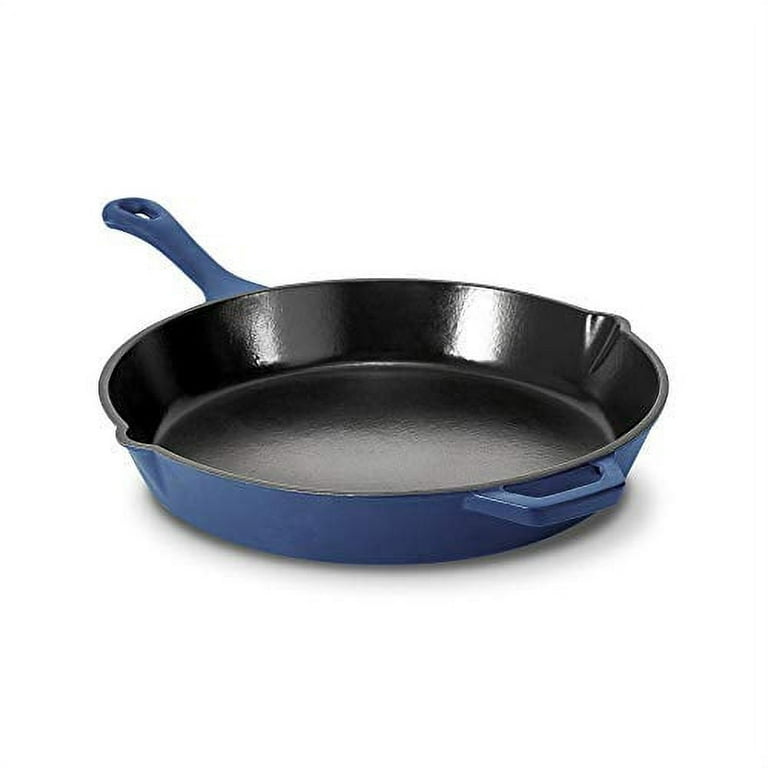 Geoffrey Zakarian 9.5 Non-Stick Cast Iron Frying Pan, Titanium-Infused Ceramic Coating with Two Easy Pour Spouts - Gray