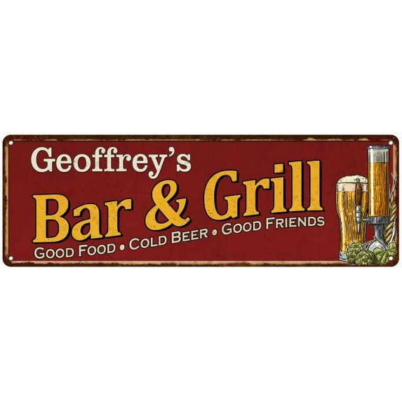Geoffrey's Bar and Grill Red Gift Man Cave Decor 6x18 Sign 206180054472