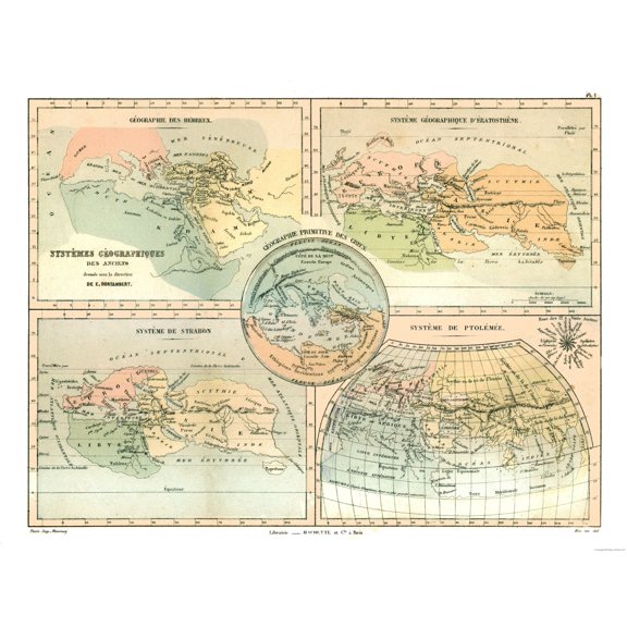 Historic Map - Geographical Systems Ancient - Cortambert 1880 - Vintage Wall Art