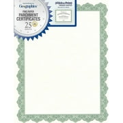 Geographics® 30% Recycled Blank Parchment Certificates, 8 1/2" x 11", Optima Green, Ink Jet and Printer Friendly, Pack of 25