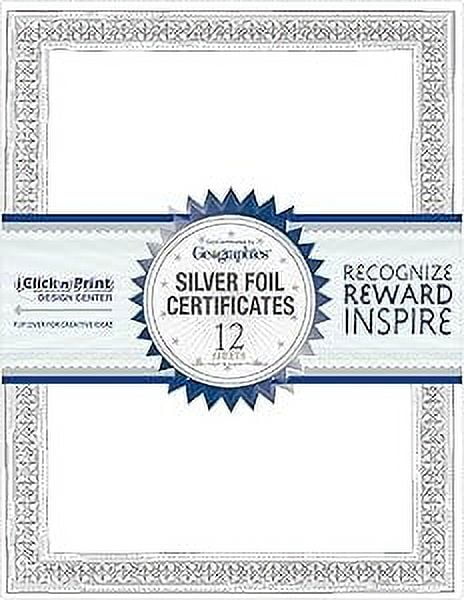 Geographics Blank Award Certificate Paper, 8.5" x 11", Premium Silver ...