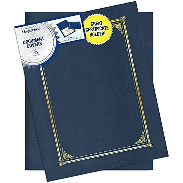 Certificate/Document Cover, 12.5 x 9.75, Navy Blue, 6/Pack