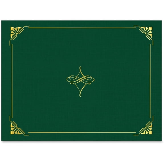 Geographics Gold Foil Border Certificate Holder, Hunter Green, 5 pack