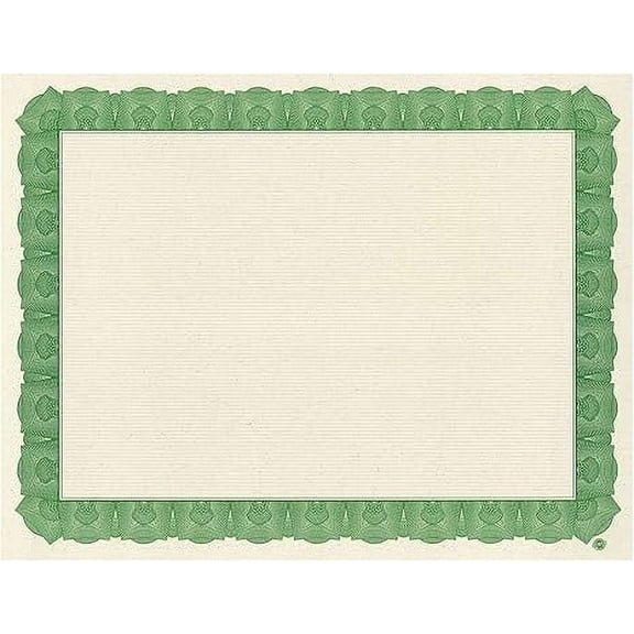 Geographics 49016 8.5 in. x 11 in. Award Certificates - Natural with Green Braided Border (15/Pack)