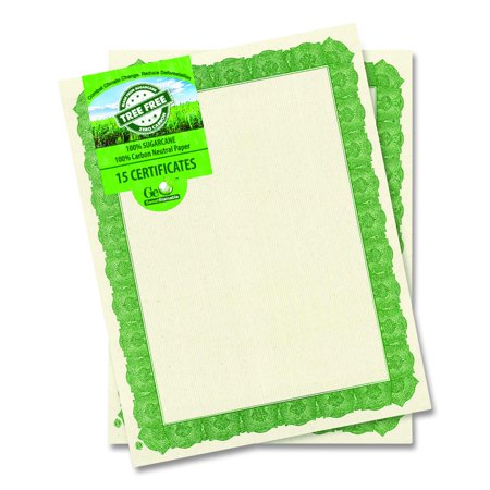 Geographics 49016 8.5 in. x 11 in. Award Certificates - Natural with Green Braided Border (15/Pack)