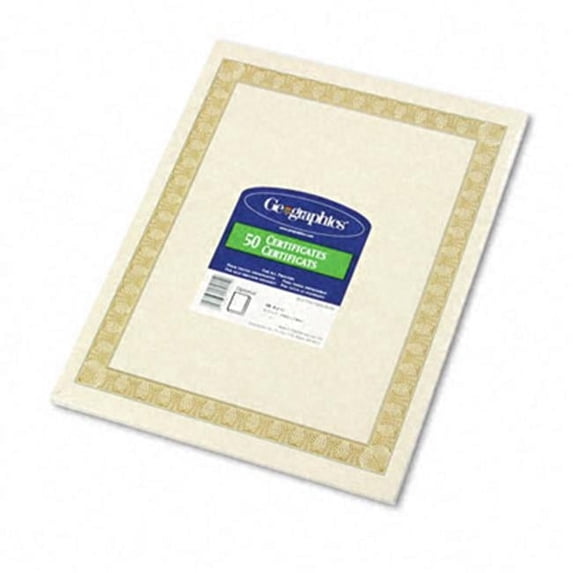 Geographics Parchment Paper Certificates 8-1/2 x 11 Natural Diplomat Border 50 per Pack