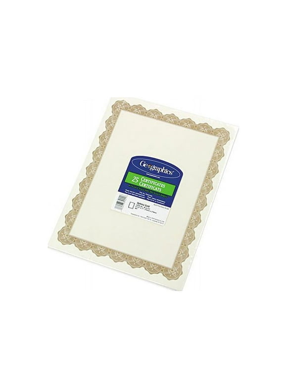 Geographics Parchment Paper Certificates, 8-1/2 x 11, Optima Gold Border, 25/Pack