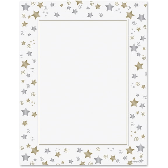 Geographics, GEO47103, Stars/Swirls Design Laser/Inkjet Paper, 40 / Pack, Gold,Silver