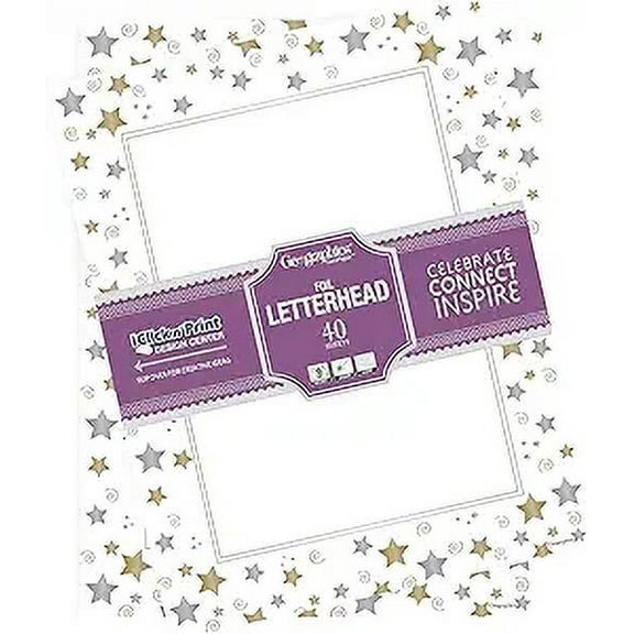 Geographics Stars & Swirls Design Paper, Letterhead Paper, White, Pack of 40