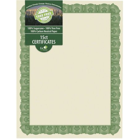 Geographics Tree Free Certificate - 8.5" - Multicolor with Green Border - Sugarcane - 15 / Each | Bundle of 2 Each