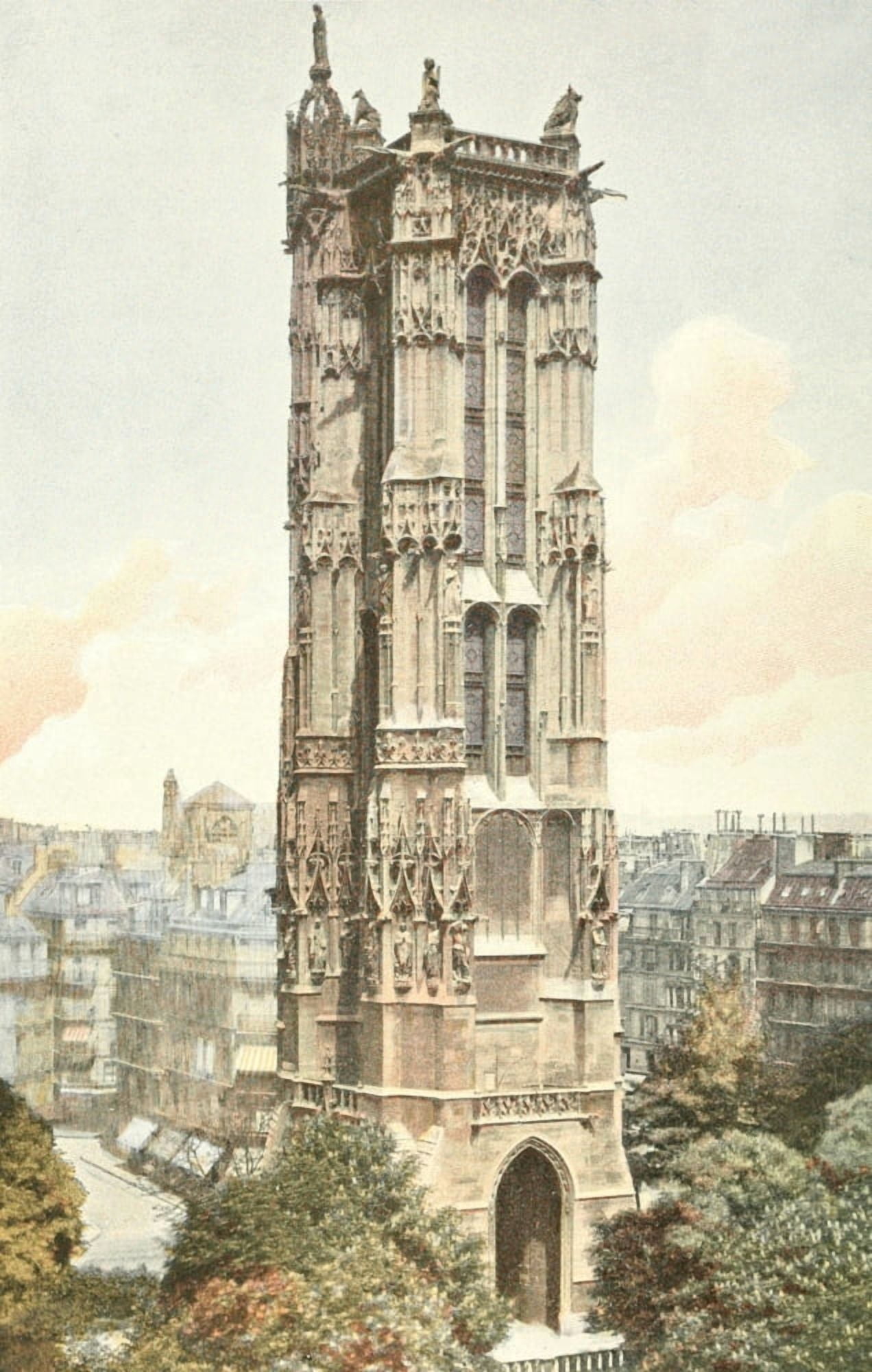 Geographie Pittoresque de la France c1900 Paris Tour Saint Jacques Canvas Art - Charles Gillot (24 x 36)