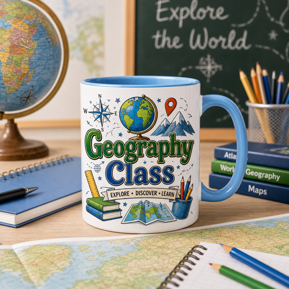 Geography Class Mug 11oz & 15oz, Teacher Gift Coffee Cup for Map Lovers