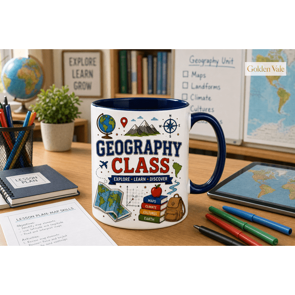 Geography Class Mug for Teachers, Students, Map Lovers & Classroom Gifts