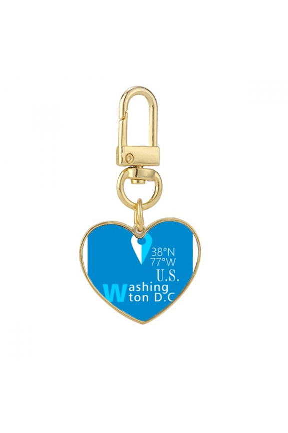 Geography Coordinates Trave Gold Heart Keychain Metal Keyring Holder