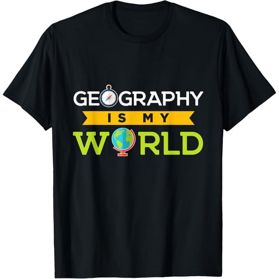 Geography Is My World Funny Teacher T-Shirt Retro Globe Compass Map ...