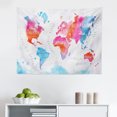 thumbnail image 1 of Geography Tapestry, Guide World Map Animals Living Places Discovery Safari Earth, Fabric Wall Hanging Decor for Bedroom Living Room Dorm, 2 Sizes, Sky Blue and Multicolor, by Ambesonne, 1 of 1
