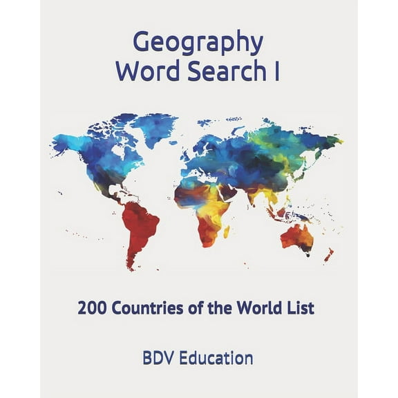 Bdv Education Geography Word Search: 200 Countries of the World List, Book 1, (Paperback)