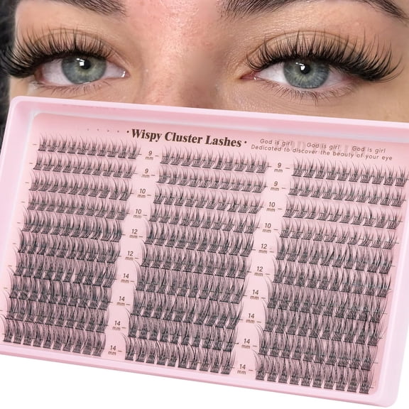 Geohope NEW Lash Clusters Wispy 9-14mm Eyelash Clusters Natural DIY Cluster Eyelash Extensions Lash Individual 300pcs Short C Curve