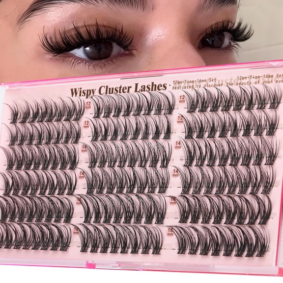 Geohope NEW Wispy Natural Lash Clusters CC Curl DIY Cluster Eyelash Extensions for Clean Makeup, Individual False Eyelashes Cat Eye Lash Clusters