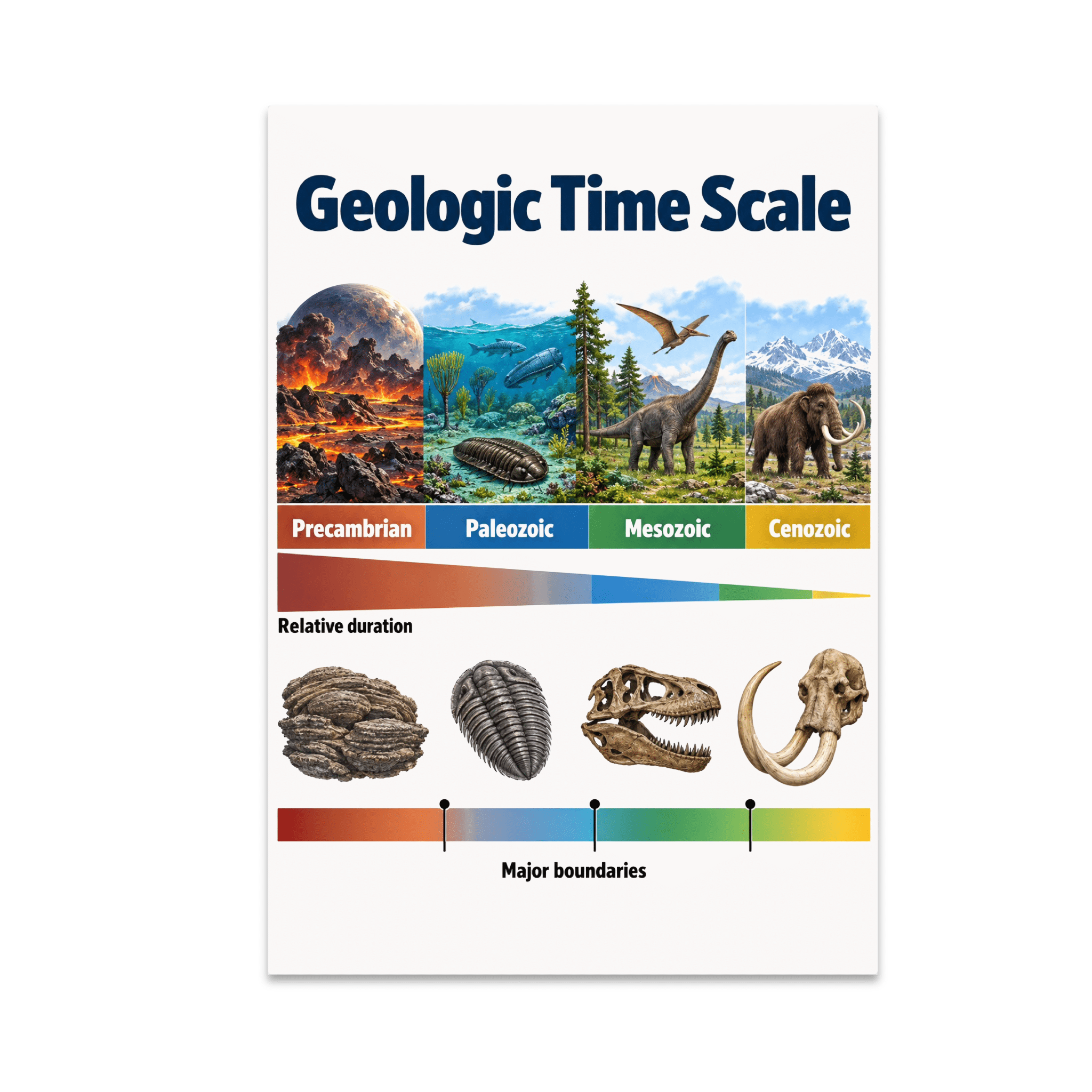 Geologic Time Scale Guide - Science Classroom Decor - 13x19 Poster ...