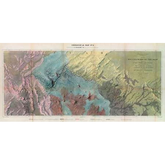 Geological Map, Rio Colorado of the West, 1858 Poster Print by J.C Ives (10 x 20)