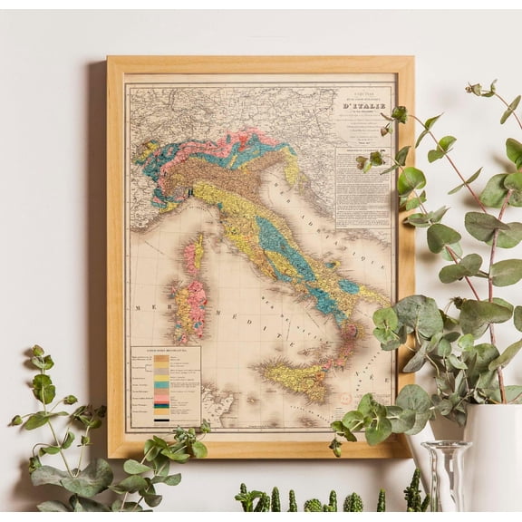 Geological Map of Italy Old Italian Vintage Antique Home Decor Wall Poster, Unframed Poster Size 8x12