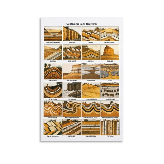 Geological Rock Structures Chart Poster Canvas for Living Room Bedroom Decor