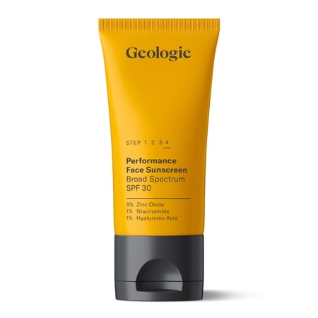 Geologie Broad-Spectrum Face Sunscreen SPF30 Moisturizer | Invisible, Ultra Light, Reef-Safe Daily Face Suncreen with Hyaluronic Acid and Niacinamide | 75ML | 100 Day Supply