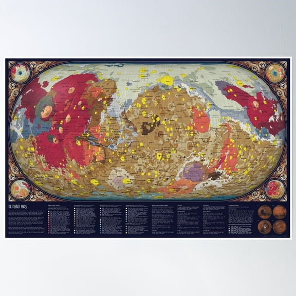 Geology Of Mars Poster Wall Art, Modern Wall Decor, 8x12 UNFRAMED