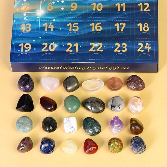 Geology Science Advent Calendar 24 Days Countdown with Natural Ore Stones Gems Crystals Educational Learning Toy Kit Valentine Party Favor Gift for Kids
