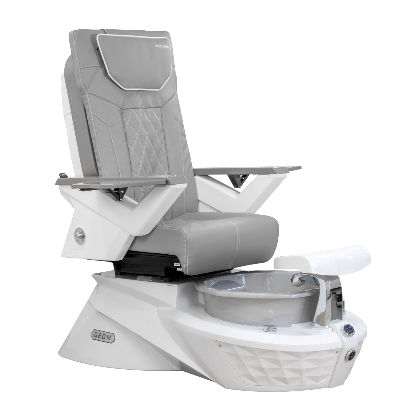 Geom I Shiatsulogic Pedicure Chair FX Massage Chair White/Grey Tub w/ Auto Fill, Discharge Pump, Gray Cover Set